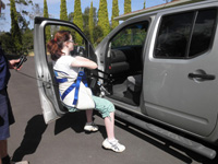 Ibis in front seat of 4WD